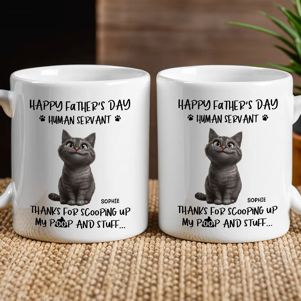 "Thanks for Scooping My Poop" Father's Day White Ceramic Mug – Custom Pet Design for Dad - Image 5