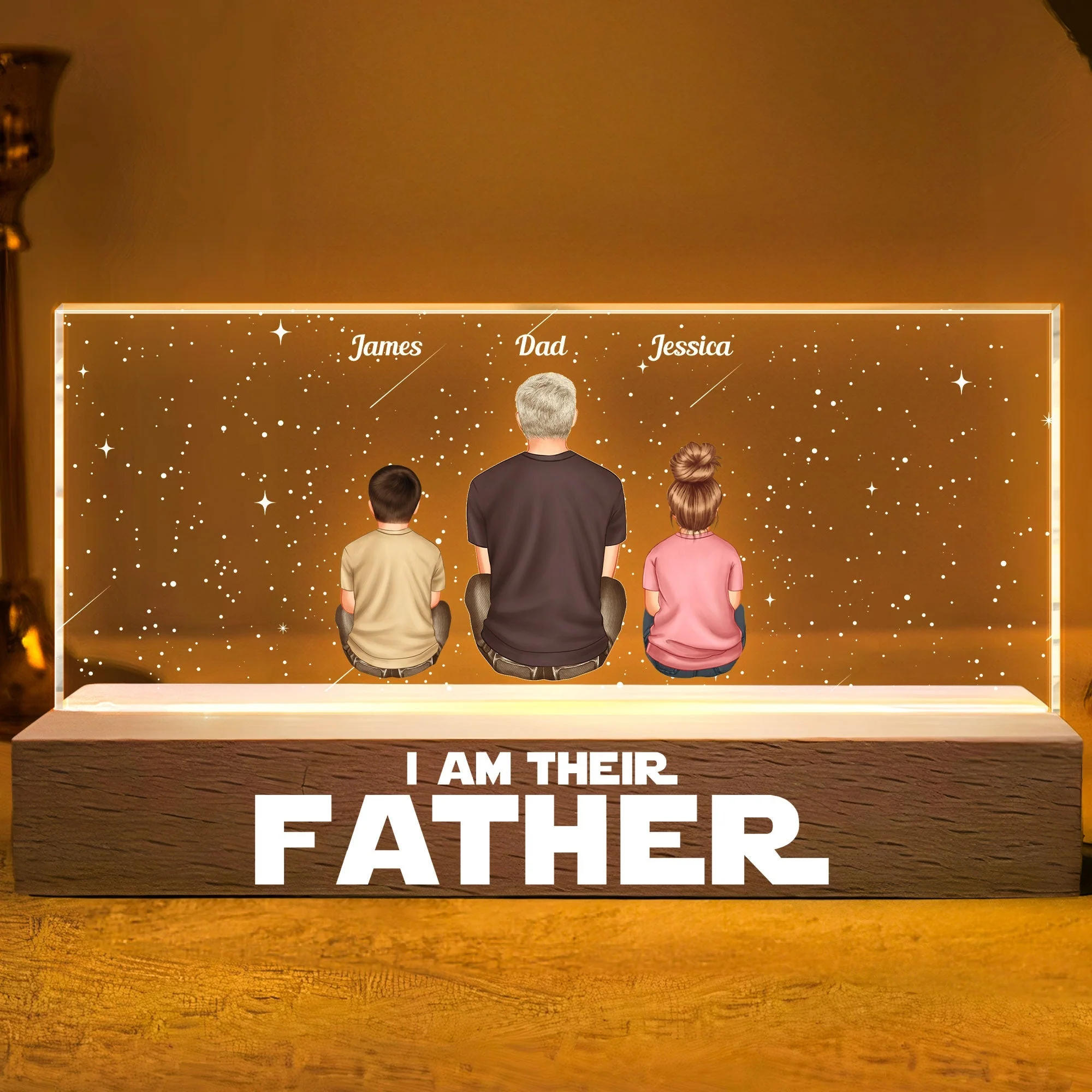 "I Am Their Father" Block LED Light Plaque – Personalized Star-Themed Father’s Day Gift for Dad - Image 5