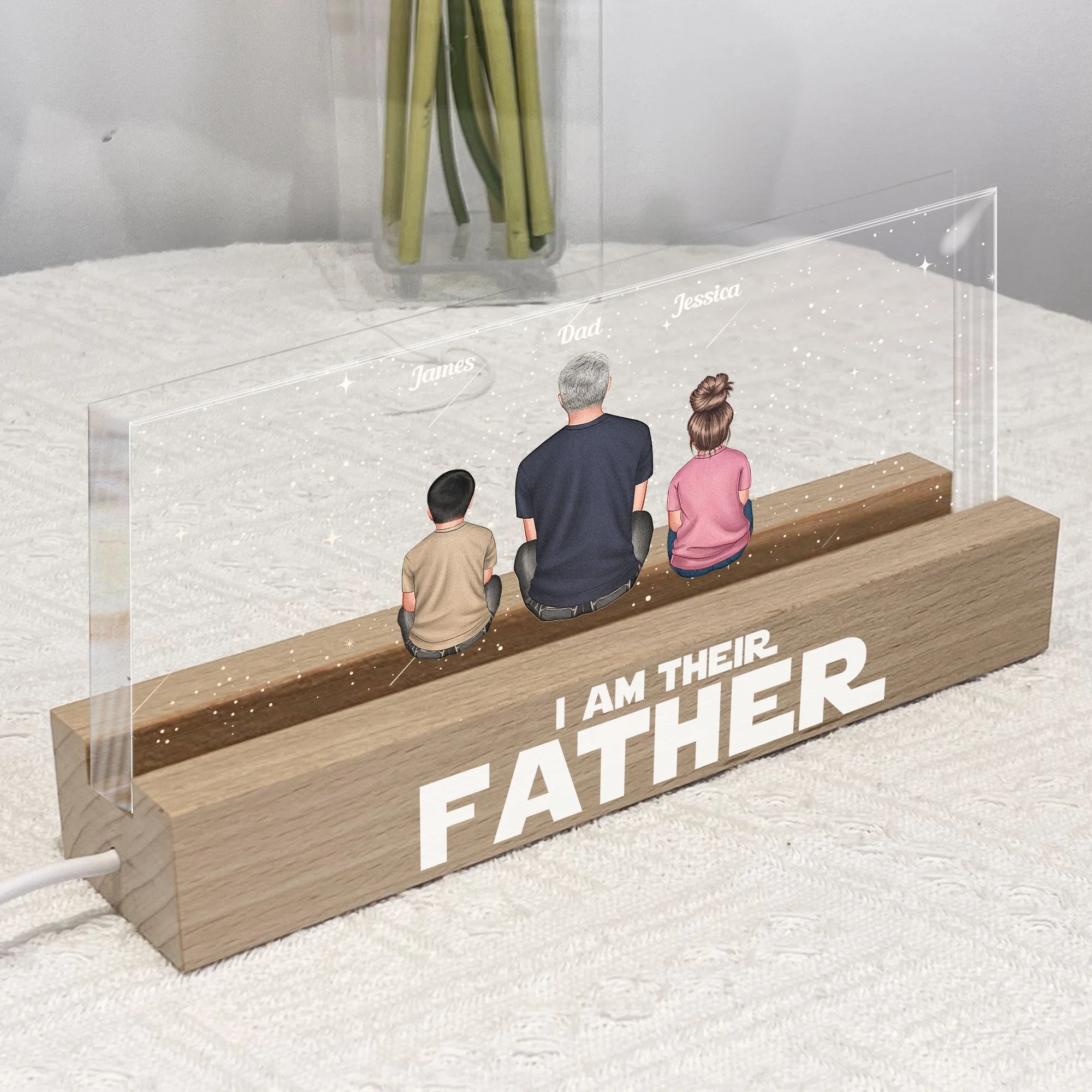 "I Am Their Father" Block LED Light Plaque – Personalized Star-Themed Father’s Day Gift for Dad - Image 6