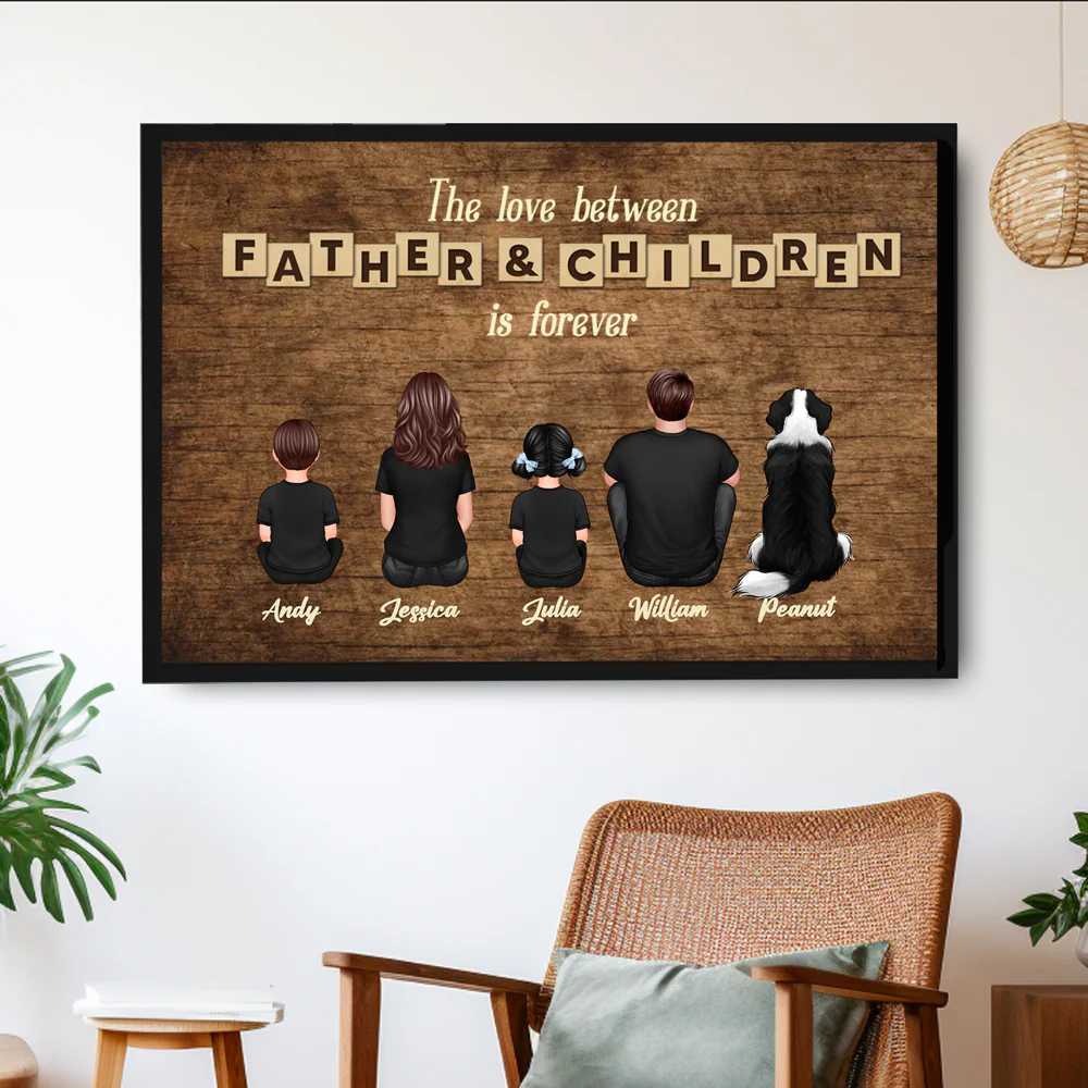 Custom Family Portrait Poster – Celebrating the Endless Bond Between Dad & Kids - Image 2