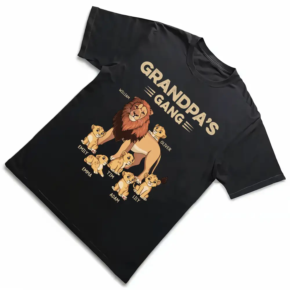 Dad’s Lion Gang Personalized Shirt – Custom Kid Names – Thoughtful Father’s Day Gift for Dad - Image 3