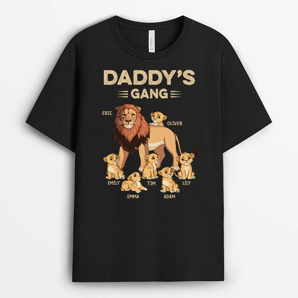 Dad’s Lion Gang Personalized Shirt – Custom Kid Names – Thoughtful Father’s Day Gift for Dad - Image 4