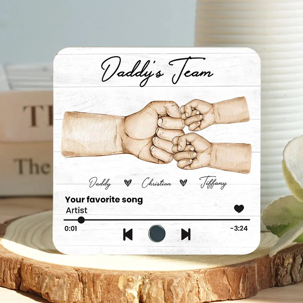 Daddy's Team Custom Acrylic Music Magnet – A Special Father’s Day Gift for Dad or Husband