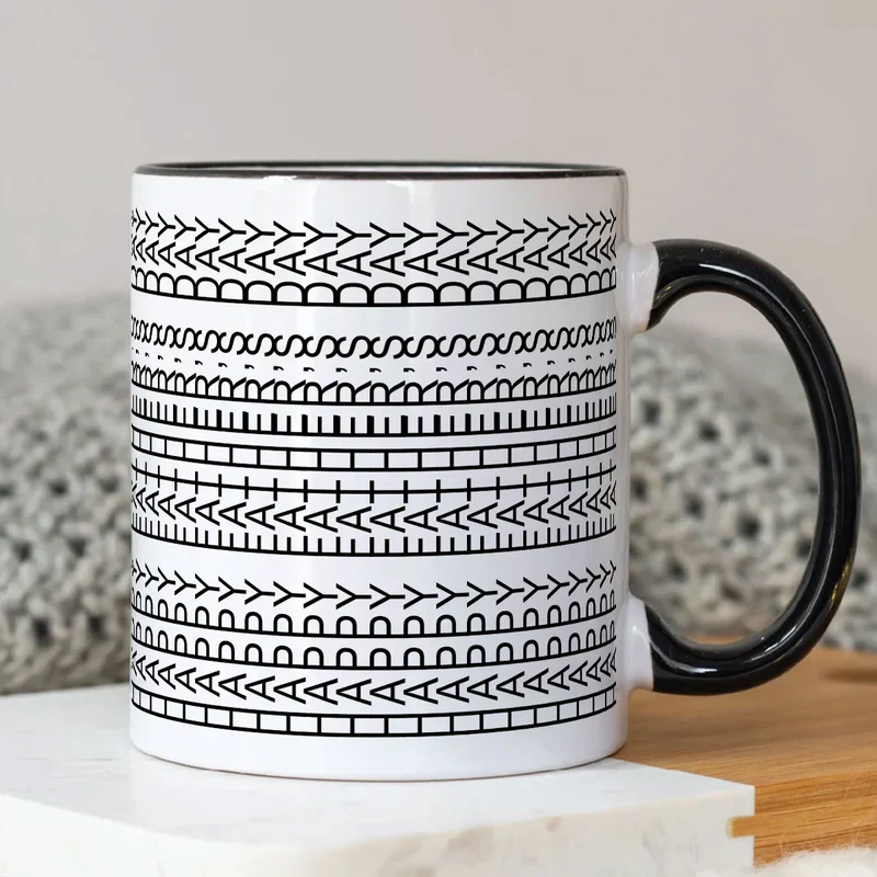 Creative Father’s Day Mug – Abstract Text Pattern Design in White Ceramic Style - Image 8