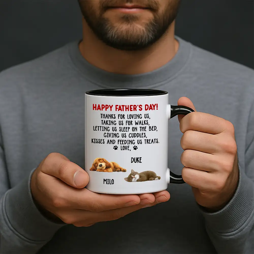 Funny Pet-Themed White Ceramic Mug – Father’s Day Gift for Dog Dads Featuring Sleeping Puppy - Image 3