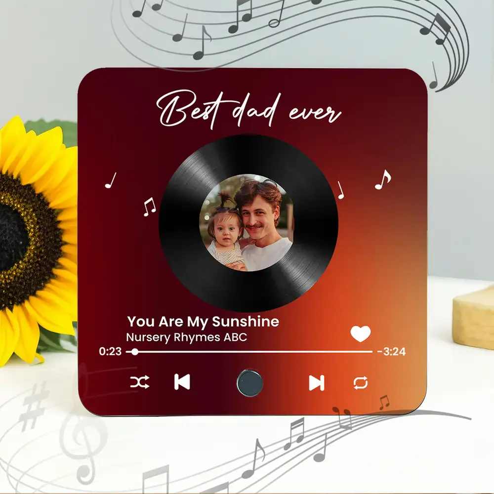 “Daddy, I Love You” Acrylic Music Magnet – Personalized Photo and Song – Creative Father’s Day Gift