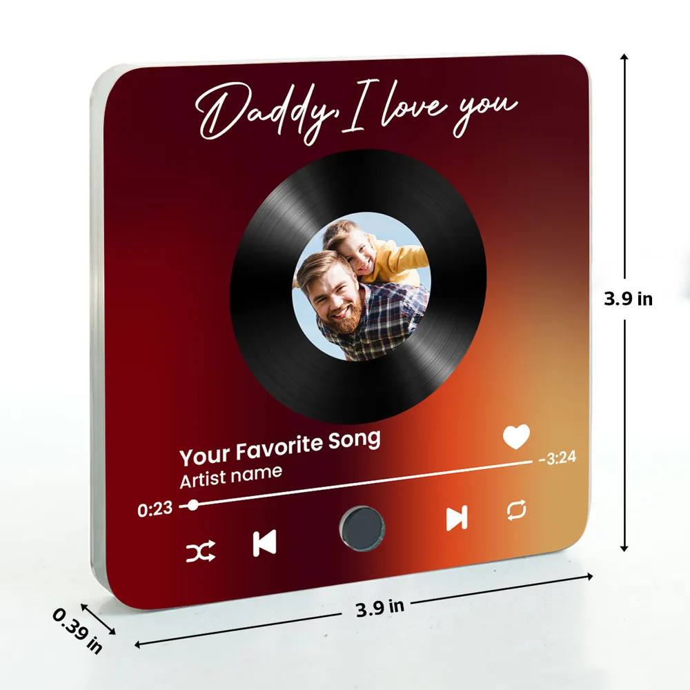 “Daddy, I Love You” Acrylic Music Magnet – Personalized Photo and Song – Creative Father’s Day Gift - Image 5