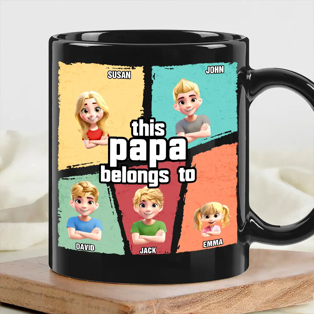 “This Papa Belongs To” Classic Tee – Personalized Cartoon Family T-Shirt for Father’s Day - Image 3