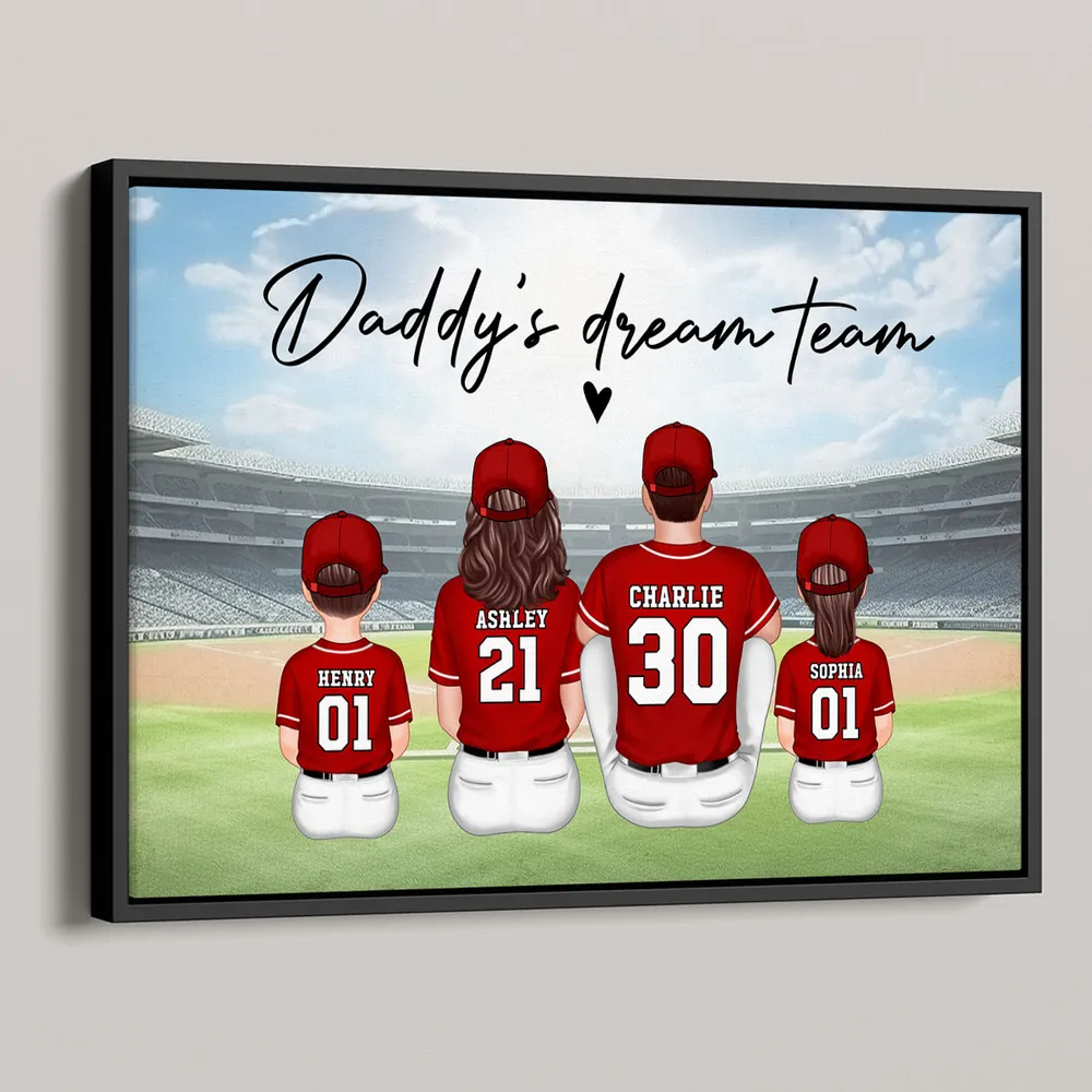 “Daddy’s Dream Team” Personalized Baseball Poster / Canvas – Home-Run Father’s Day Gift - Image 5