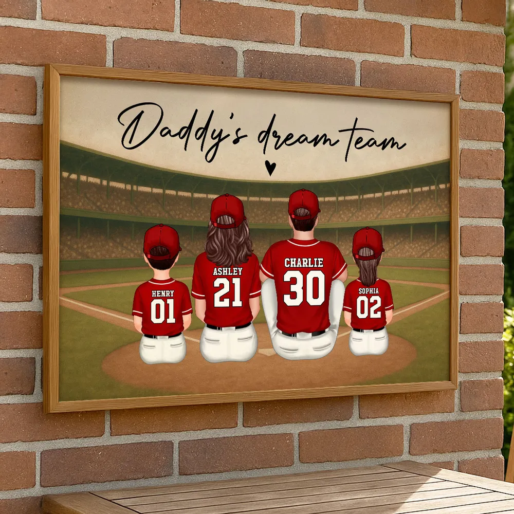 “Daddy’s Dream Team” Personalized Baseball Poster / Canvas – Home-Run Father’s Day Gift - Image 3