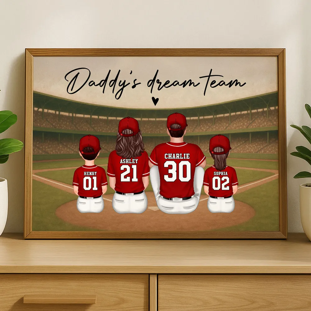 “Daddy’s Dream Team” Personalized Baseball Poster / Canvas – Home-Run Father’s Day Gift - Image 5
