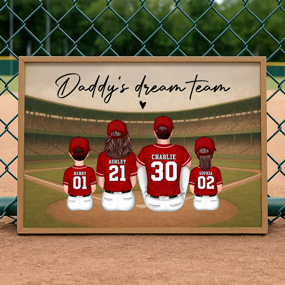 “Daddy’s Dream Team” Personalized Baseball Poster / Canvas – Home-Run Father’s Day Gift - Image 7