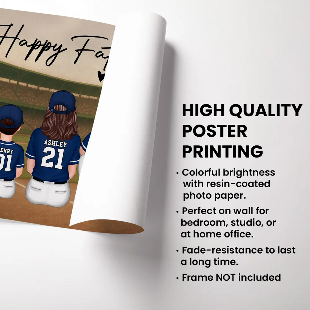 “Daddy’s Dream Team” Personalized Baseball Poster / Canvas – Home-Run Father’s Day Gift - Image 8
