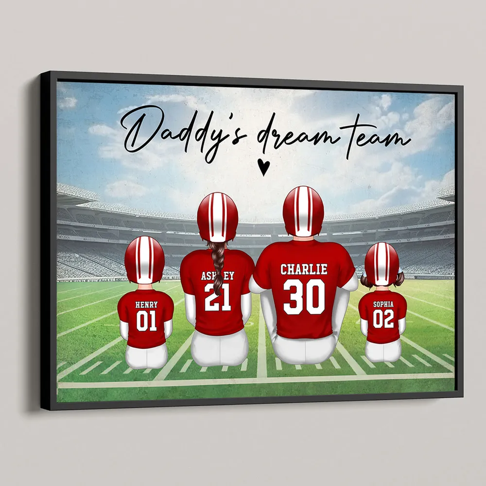 “Daddy’s Dream Team” Personalized Football Poster / Canvas – Touchdown Father’s Day Gift - Image 3