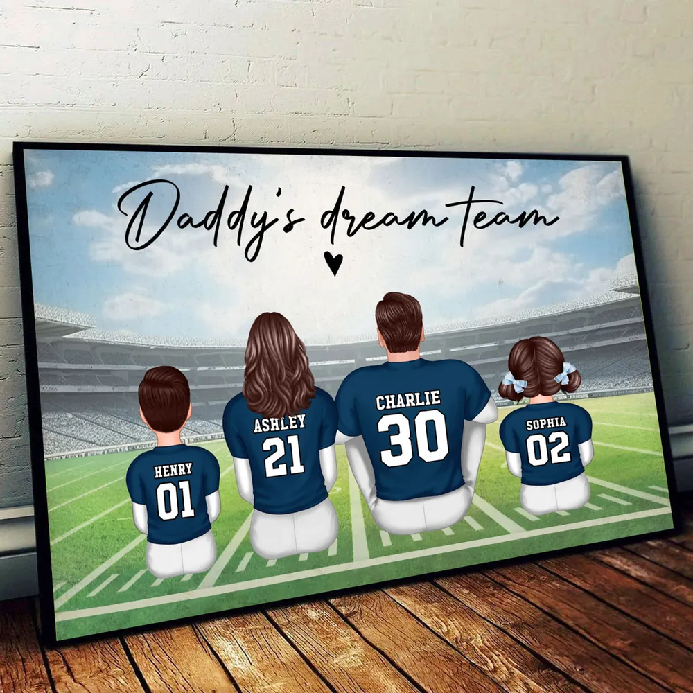 “Daddy’s Dream Team” Personalized Football Poster / Canvas – Touchdown Father’s Day Gift - Image 4