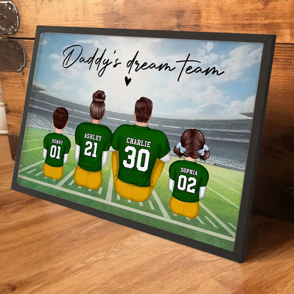 “Daddy’s Dream Team” Personalized Football Poster / Canvas – Touchdown Father’s Day Gift - Image 5