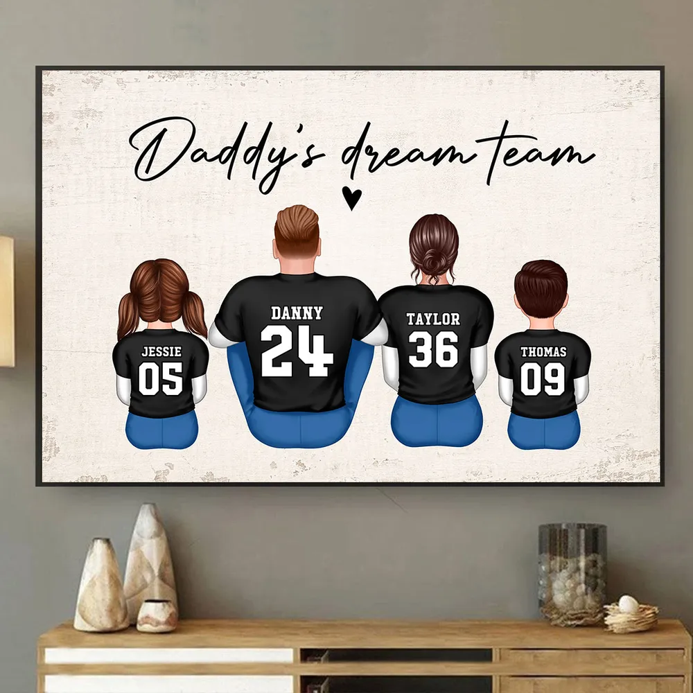 “Daddy’s Dream Team” Personalized Football Poster / Canvas – Touchdown Father’s Day Gift - Image 6