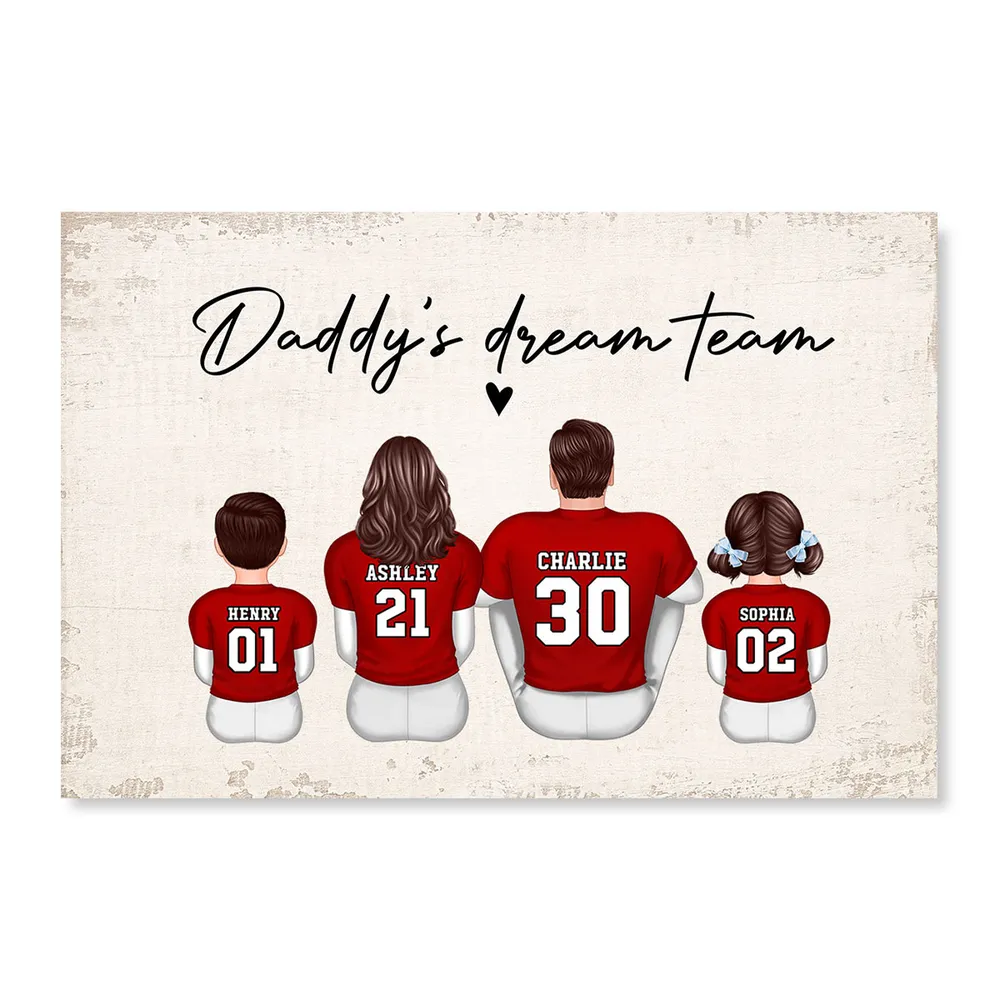“Daddy’s Dream Team” Personalized Football Poster / Canvas – Touchdown Father’s Day Gift - Image 7
