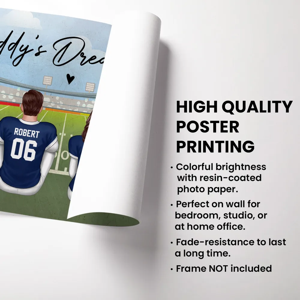 “Daddy’s Dream Team” Personalized Football Poster / Canvas – Classic Navy Jersey Edition - Image 5