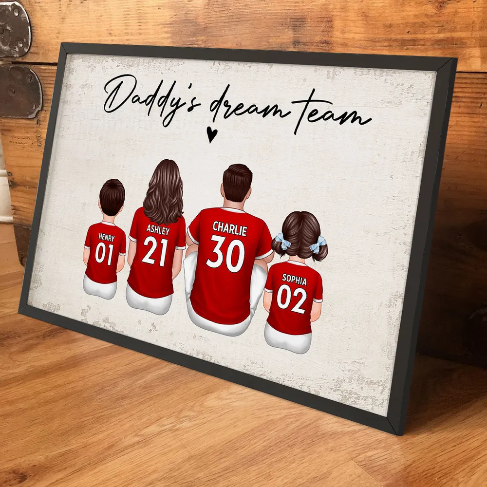 “Daddy’s Dream Team” Personalized Soccer Poster / Canvas – Red Jersey Father’s Day Edition - Image 4