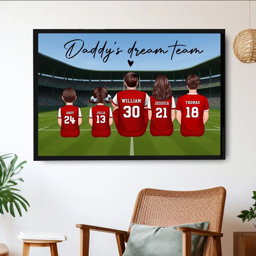 Dad’s Dream Team Socer Print – Personalized Stadium Scene Gift for Sports-Loving Fathers - Image 2