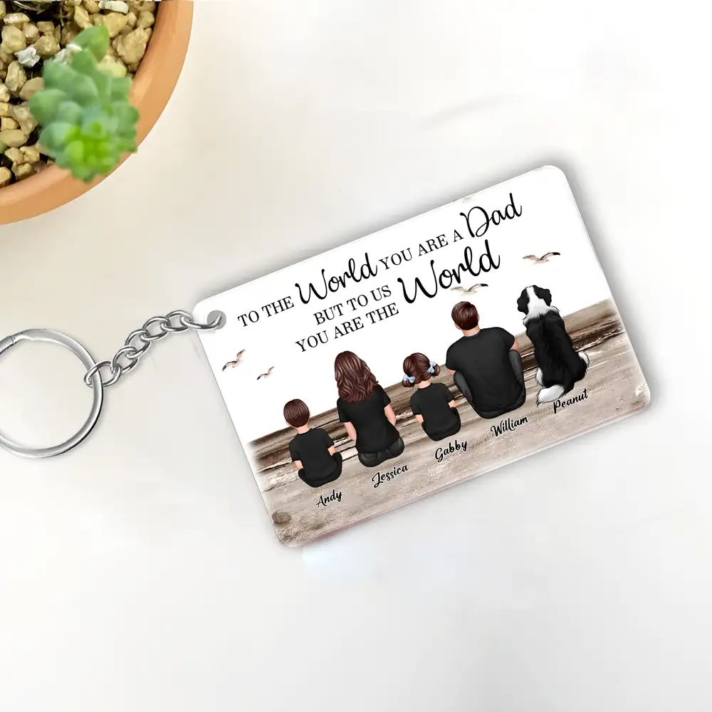 “To the World You Are a Dad” Personalized Keychain – Beach Scene Father’s Day Edition - Image 4