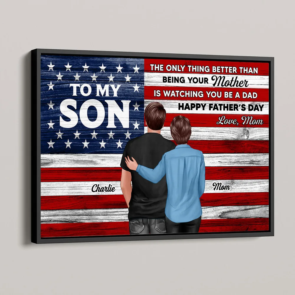 To Our Son – Personalized Father’s Day Canvas – Gift from Mom or Dad with Custom Illustration - Image 10