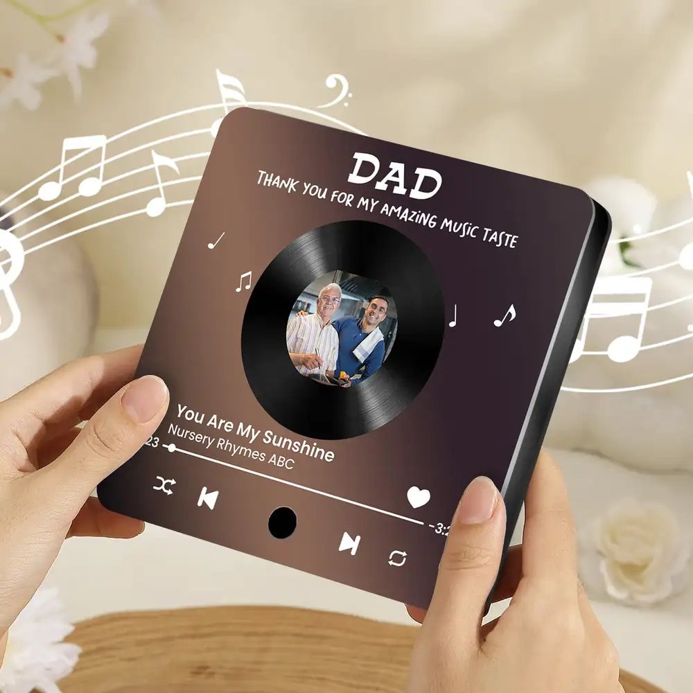 “DAD – Thank You for My Amazing Music Taste” Fridge Magnet – Personalized Photo Gift for Father