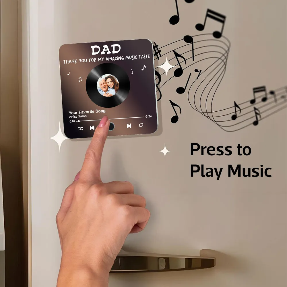 “DAD – Thank You for My Amazing Music Taste” Fridge Magnet – Personalized Photo Gift for Father - Image 9