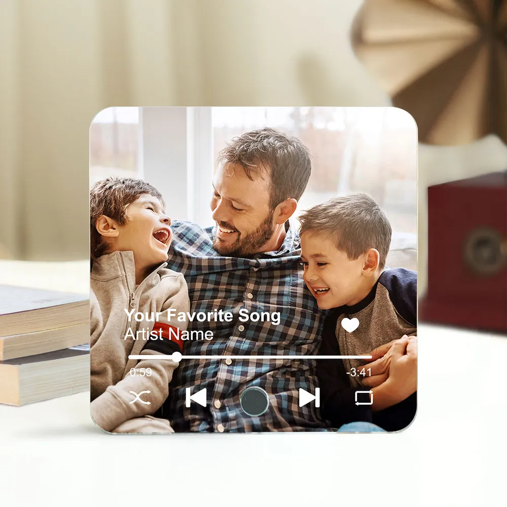 Personalized Acrylic Music Magnet – Custom Father’s Day Gift, Featuring Family Photo and Song Lyrics - Image 3
