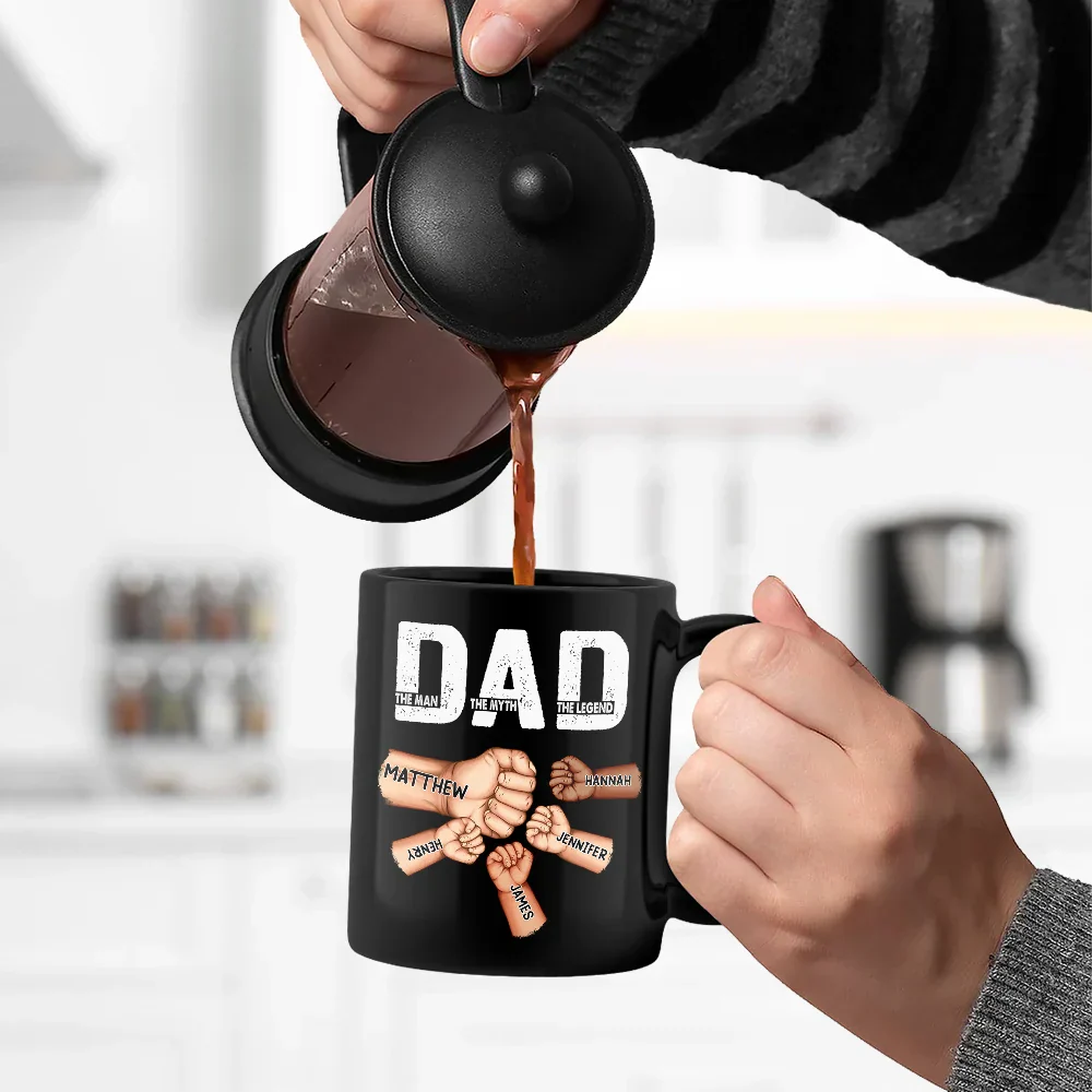 Personalized Legend Dad Mug – Full-Color Black Cup with Kid Fists, Unique Gift for Father - Image 7
