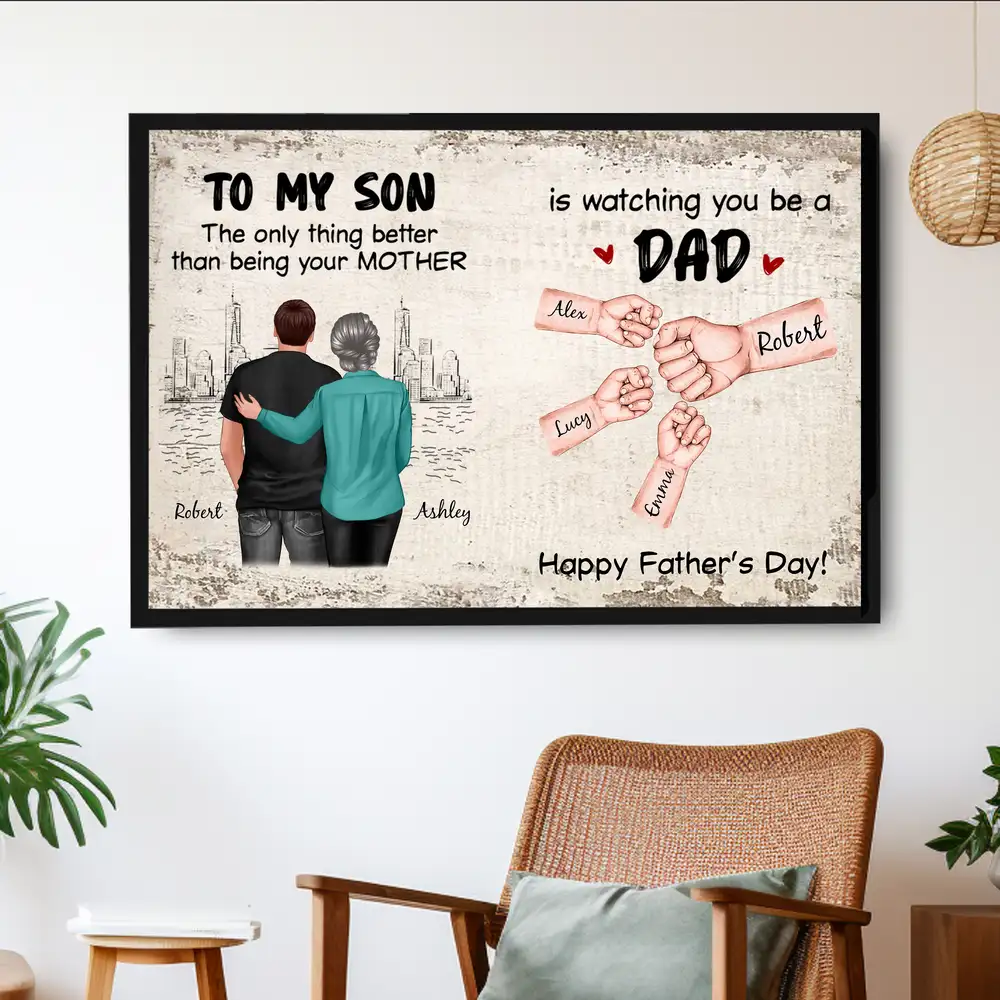 "To My Son – I Will Always Carry You in My Heart" Personalized Poster, Heartfelt Gift from Mom Dad - Image 3