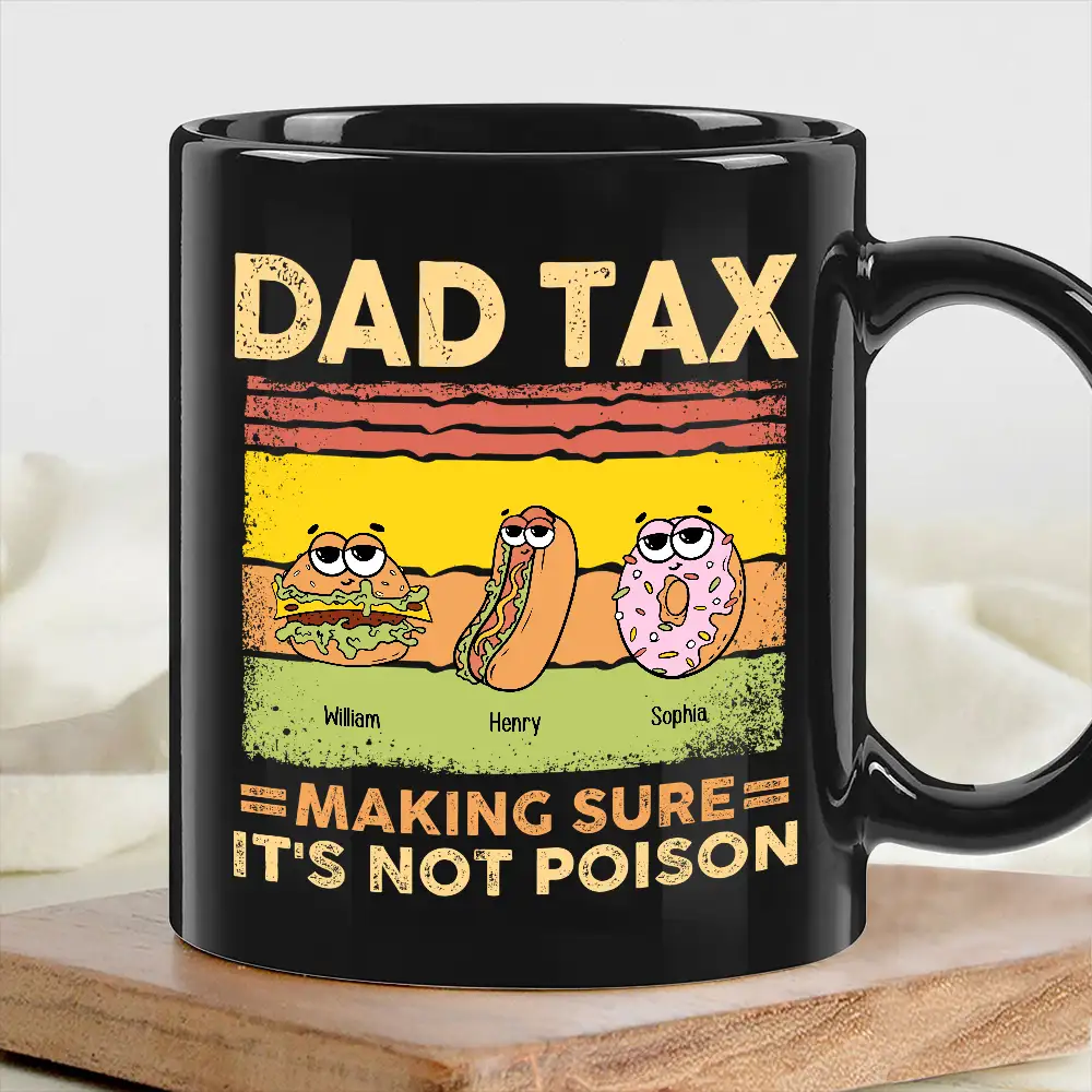 Funny Father’s Day Classic Tee – Personalized Donut, Burger & Hotdog with Kids' Names - Image 4