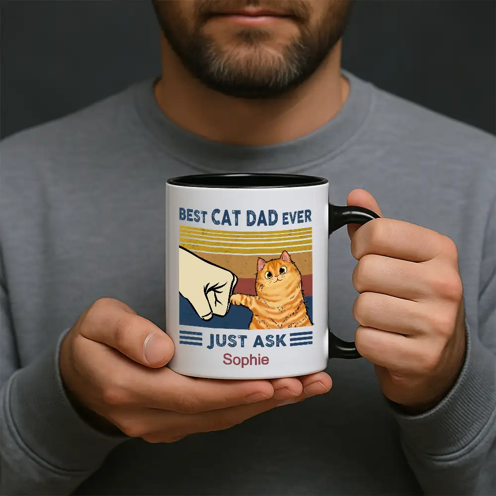 Best Cat Dad Ever Just Ask Peanut – Personalized Classic Tee for Cat Lovers - Image 10
