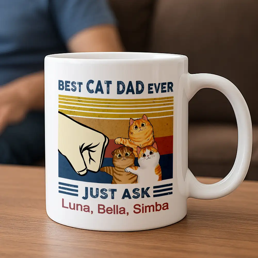 Best Cat Dad Ever Just Ask Peanut – Personalized Classic Tee for Cat Lovers - Image 4