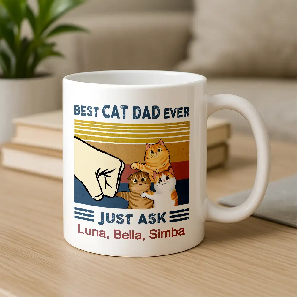 Best Cat Dad Ever Just Ask Peanut – Personalized Classic Tee for Cat Lovers - Image 9