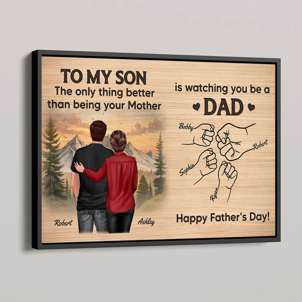 To My Son Poster – Watching You Be a Dad Is the Greatest Joy – Personalized Fist Bump Family Print - Image 6