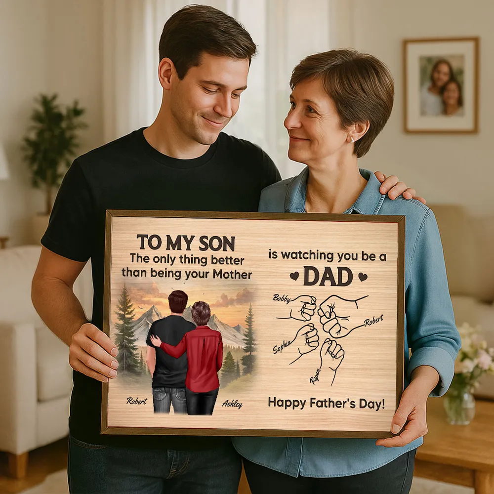 To My Son Poster – Watching You Be a Dad Is the Greatest Joy – Personalized Fist Bump Family Print - Image 7
