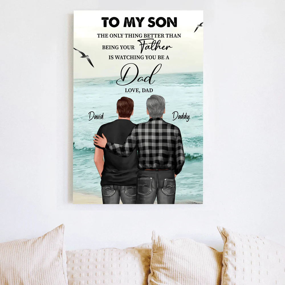 "Watching You Become a Father" – Sentimental Gift Poster for Son, From Mother or Father, Ocean View Background - Image 9
