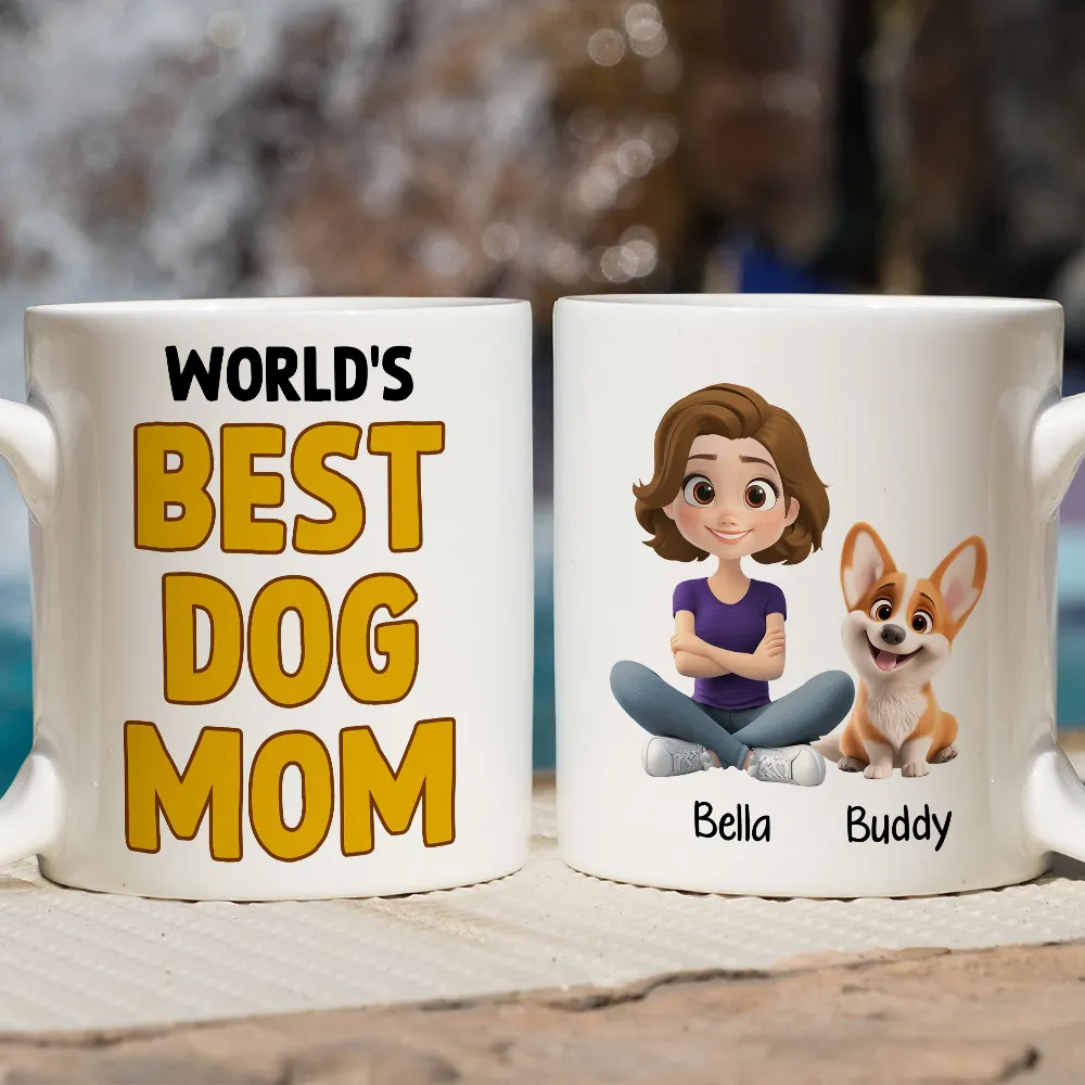 World’s Best Dog Dad Mug – Personalized Ceramic Mug with Cartoon Dog and Owner for Dog Lovers - Image 9