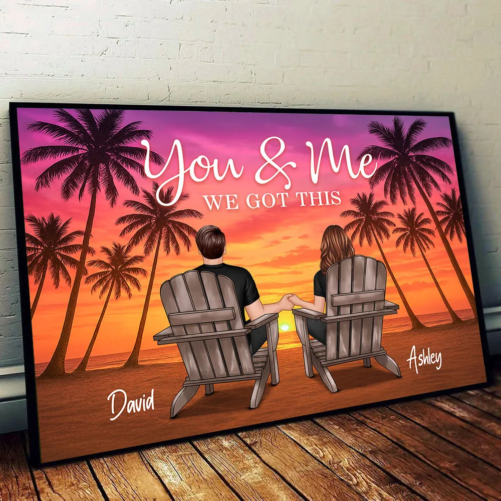 You & Me We Got This Personalized Poster – Romantic Sunset Beach Canvas for Couples - Image 7