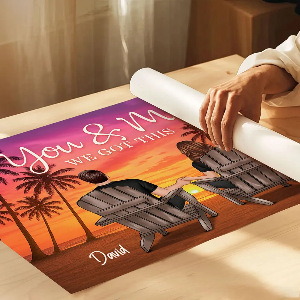 You & Me We Got This Personalized Poster – Romantic Sunset Beach Canvas for Couples - Image 8