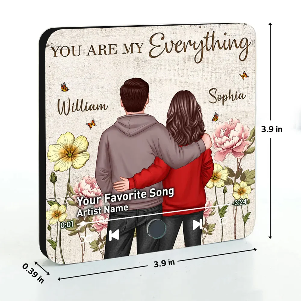 “You & Me – We Got This” Rustic Flower Music Magnet – Embracing Couple, Personalized Anniversary Keepsake - Image 6