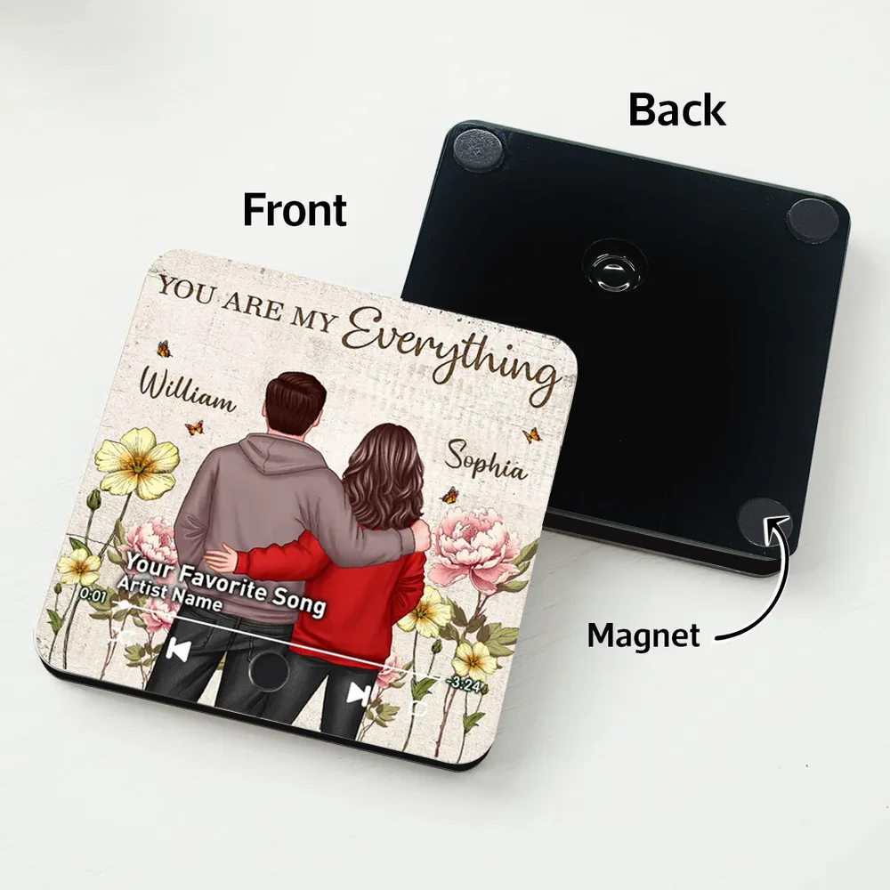 “You & Me – We Got This” Rustic Flower Music Magnet – Embracing Couple, Personalized Anniversary Keepsake - Image 7