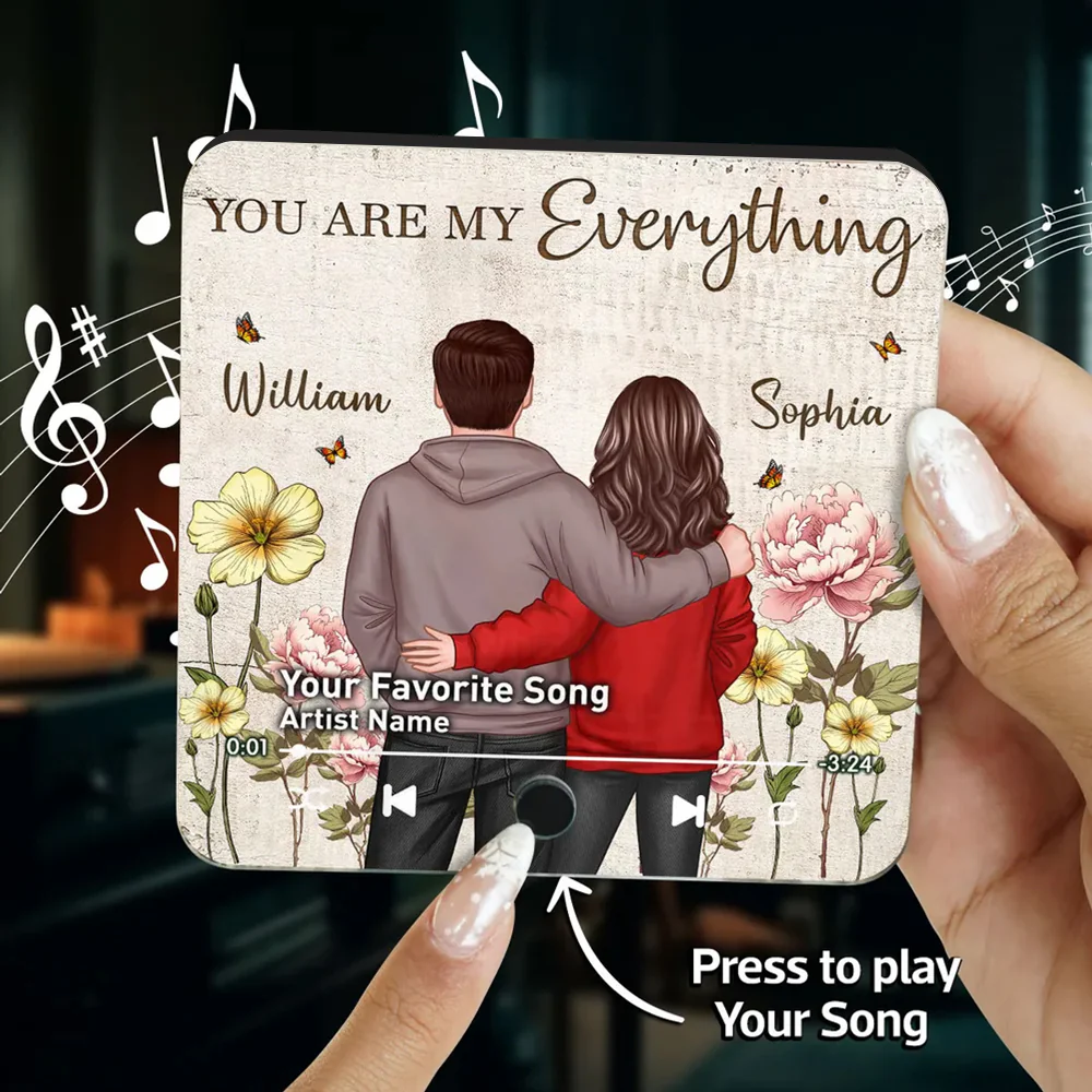 “You & Me – We Got This” Rustic Flower Music Magnet – Embracing Couple, Personalized Anniversary Keepsake - Image 9