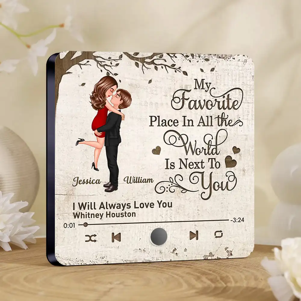 “My Favorite Place Is Next to You” Acrylic Music Magnet – Custom Names & Song, Romantic Gift for Couples - Image 2