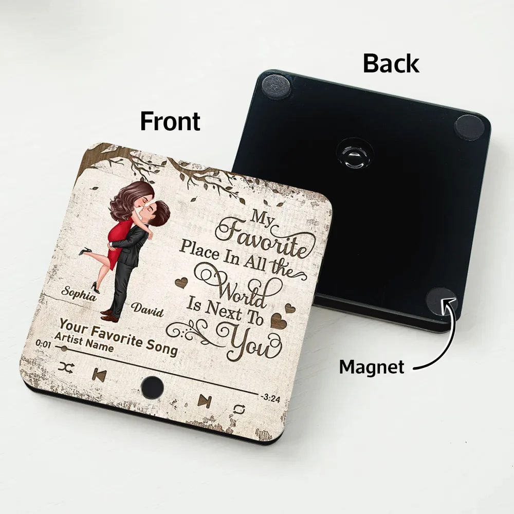 “My Favorite Place Is Next to You” Acrylic Music Magnet – Custom Names & Song, Romantic Gift for Couples - Image 4