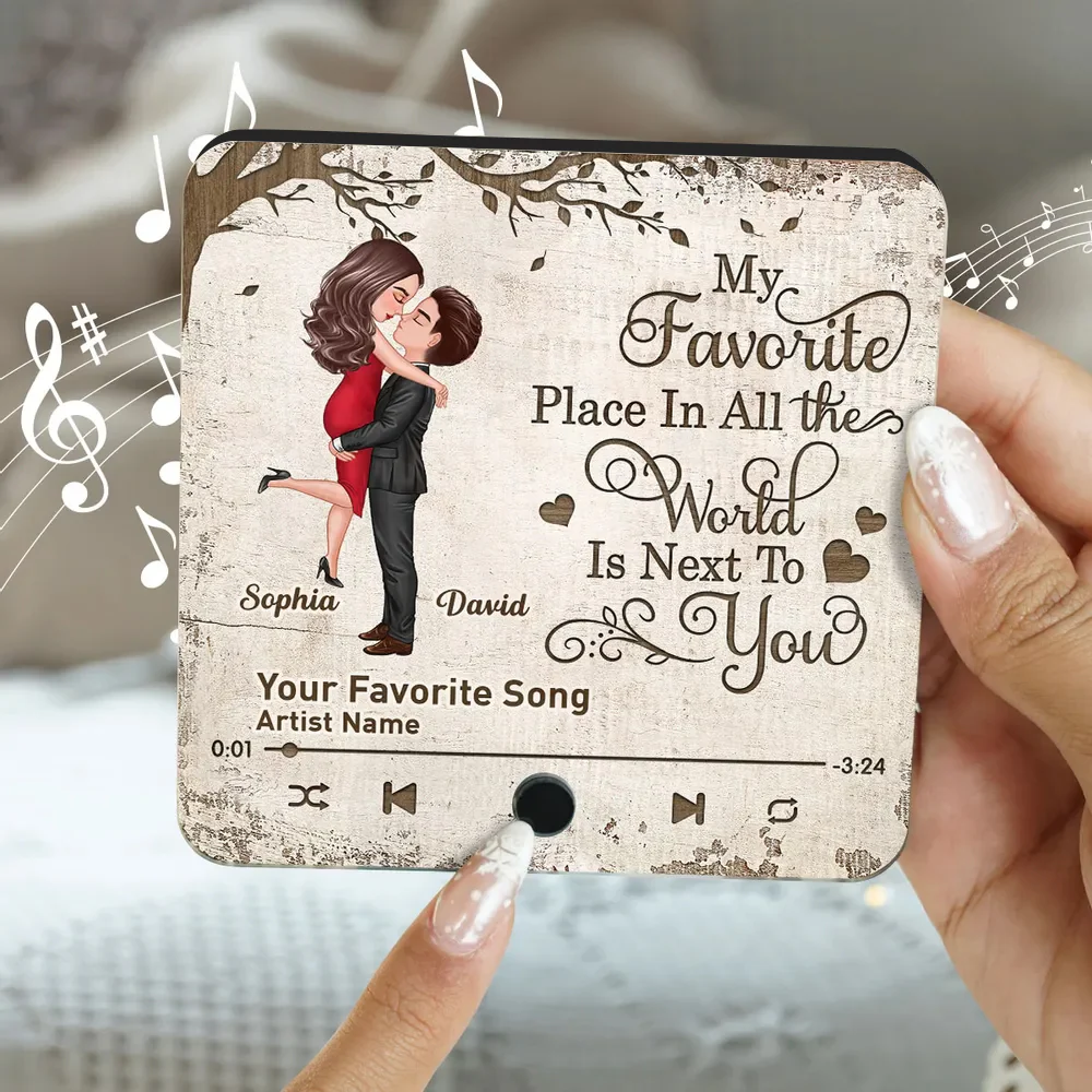 “My Favorite Place Is Next to You” Acrylic Music Magnet – Custom Names & Song, Romantic Gift for Couples - Image 6