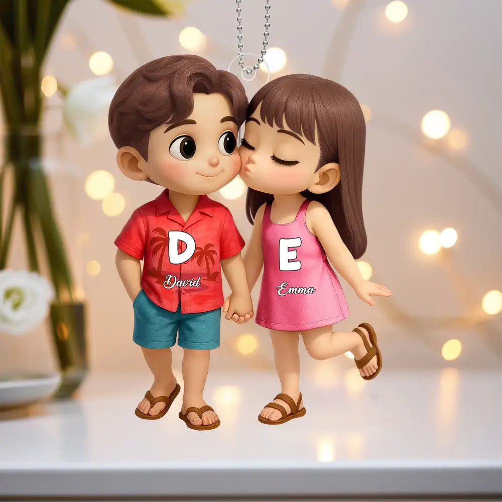 Cute Couple Holding Hands Acrylic Car Hanger, Sweet Love Gift for Her or Him, Personalized Romantic Decor