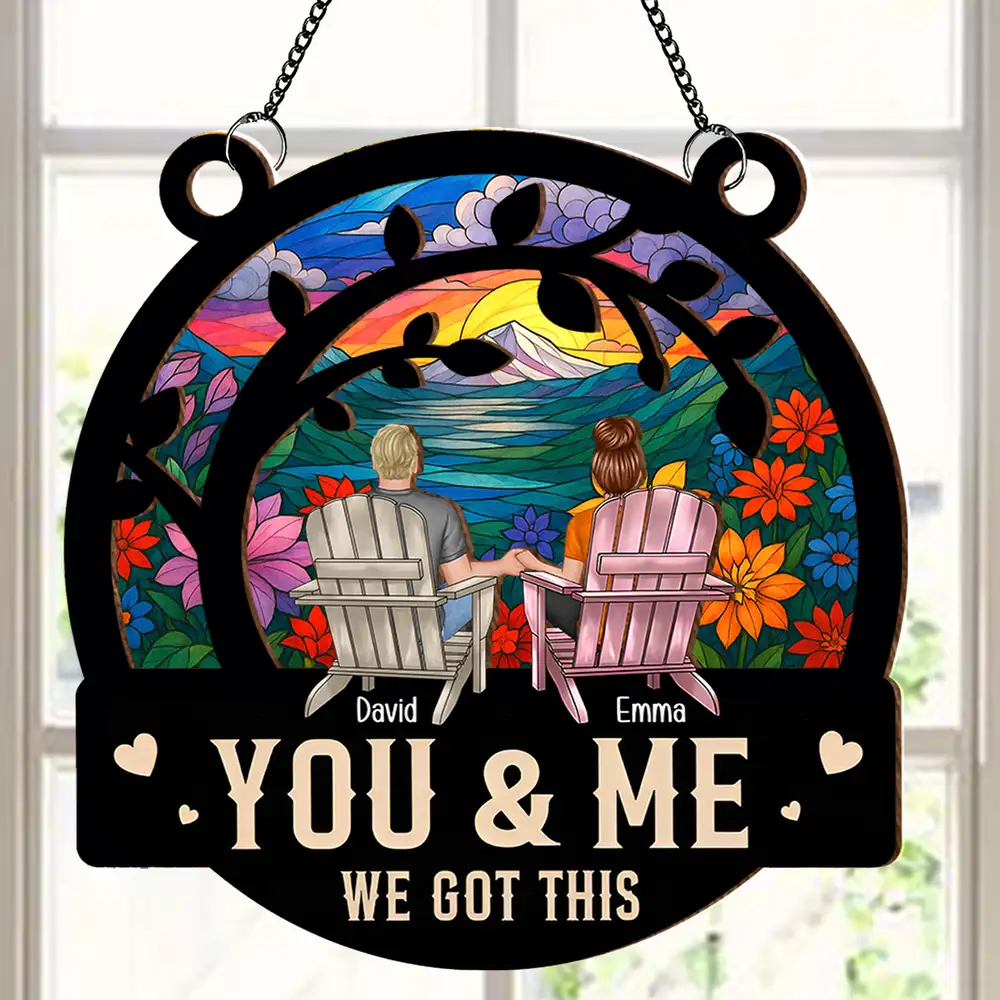 You & Me Personalized Hanging Ornament – Wood and Acrylic Layered Design, Romantic Gift for Couples - Image 2
